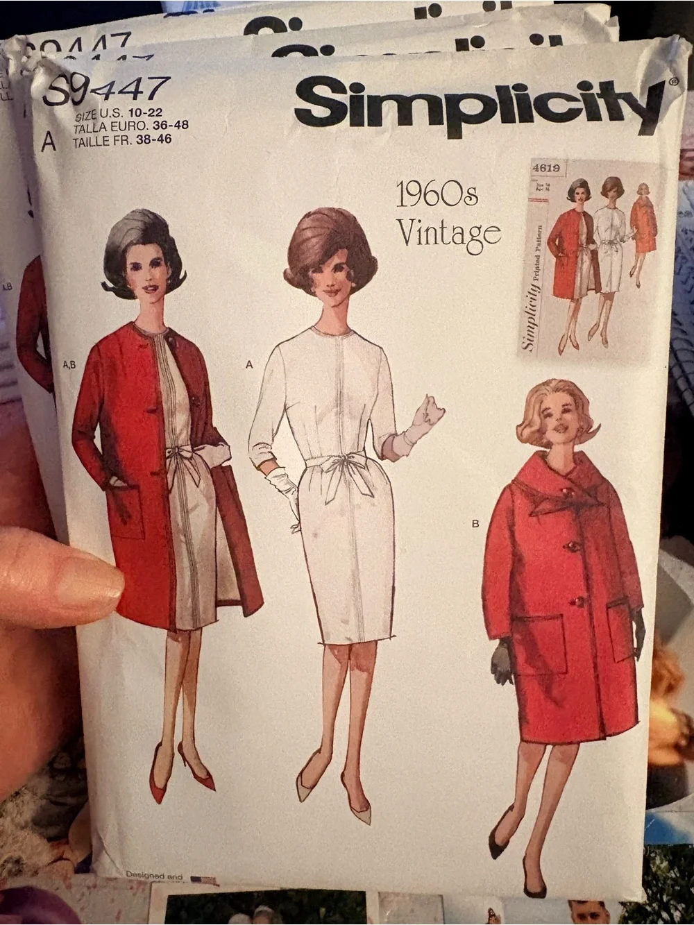 BN UNCUT SIMPLICITY 9447 A SEWING PATTERNS VINTAGE 1960'S DRESS COAT